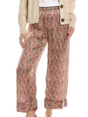 THE GREAT. The Revel Pant in Ornate Paisley Wide Leg Pull-On Crop Size 0/XS